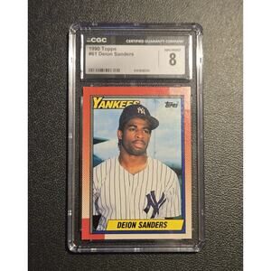 1990 Topps #61 Deion Sanders RC CGC 8